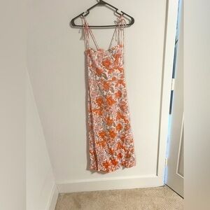 Free People Beach Party Tie Shoulder Open Back Linen Blend Dress size 2